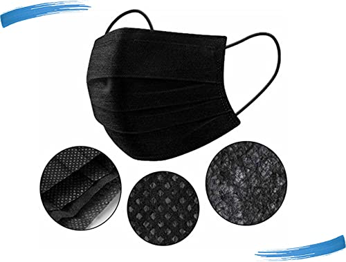 Máscara Descartável Proteção Tripla Camada C/Clipe Nasal 100 Unidades Preta Anvisa