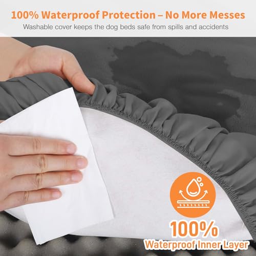 Image of Dog Bed Covers Replacement Washable Waterproof Round Bed Protector for Donut Bed & Dog Couch, Gray 45 Inch