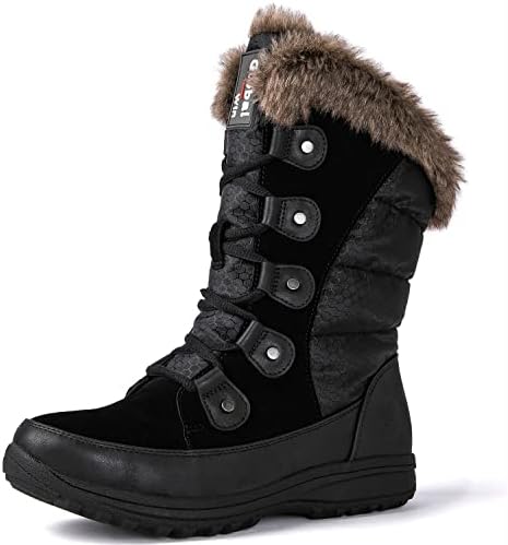 GLOBALWIN Women's Snow Boots Mid Calf Warm Winter Fashion Boots Comfortable Lace-UpWaterproof Boots Insulated Non-Slip Outdoor Shoes for Women