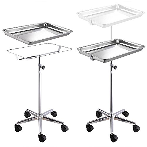 image for AW Mobile Mayo Tray Stand Stainless Steel 19x13x2 Trolley Adjustable H