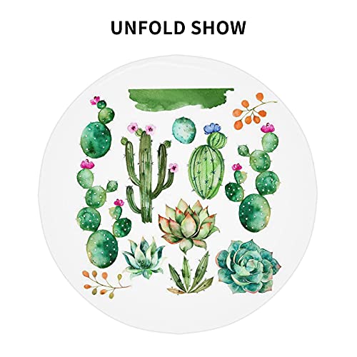 Watercolor Elements Succulent Plants Cactus Round Tablecloth 60 Inch Washable Polyester Table Cloth Water Resistant Spill Proof Table Cover Mat For Dining Kitchen Home Party Wedding Decoration #TOP5