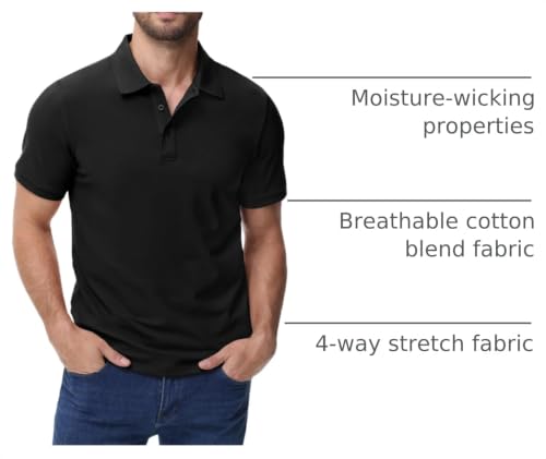 Image of MIER Men's Cotton Pique Polo Shirts, Short Sleeve Golf Work Casual Tops