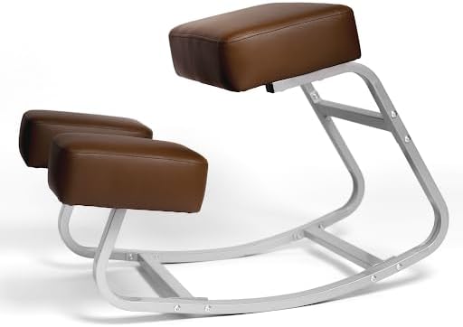 Ergonomic Kneeling Chair - Rocking Desk Stool for Comfortable Home Office Posture Support - Metal, Heavy Duty, Easy to Clean Cushions