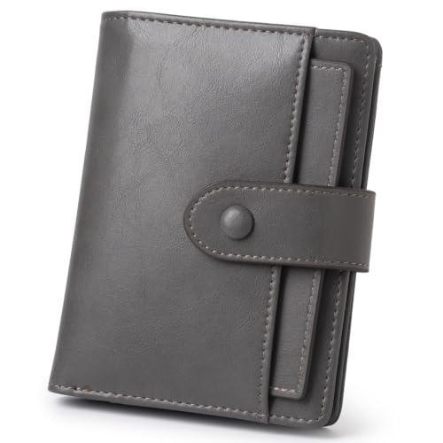 Image of Alldaily Small Slim RFID Blocking Leather Wallet for Women, Bifold with 10 Card Slots and Coin Pocket (Grey)