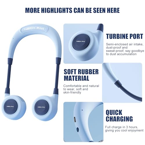 Ventilador de cuello portátil USB sin cuchillas con flujo de aire regulable 8