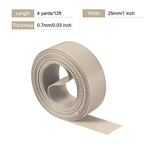 Image of MECCANIXITY Flat Nylon Webbing Strap 1 Inch 4 Yards Champagne for Backpack, Cargo Strap, Luggage-rack