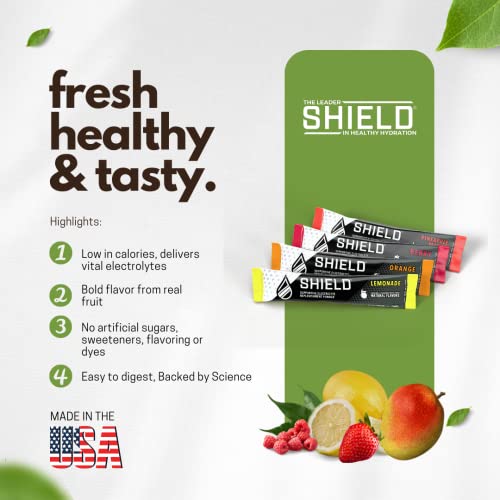 Shield Business Pack Assorted 4 Flavor Powder Packets Variety, Case Of 400, Low Calorie, All Natural Healthy Electrolyte Drink Mix, 6 Bonus Sports Bottles, Great Taste, Diabetic Friendly, Gluten Free, Caffeine Free , No Aftertaste #TOP5