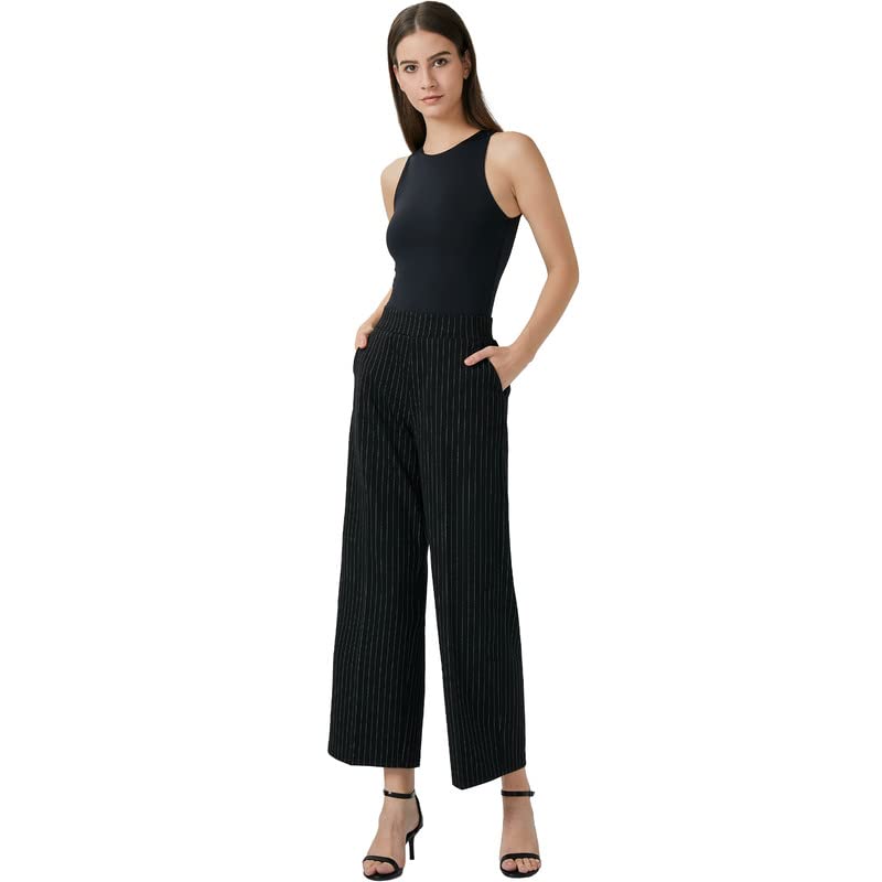 JASTIE Women's High Waist Palazzo Pants with Deep Pockets Comfort Pull-On Straight Petite Leg Regular Office Work Trousers……4