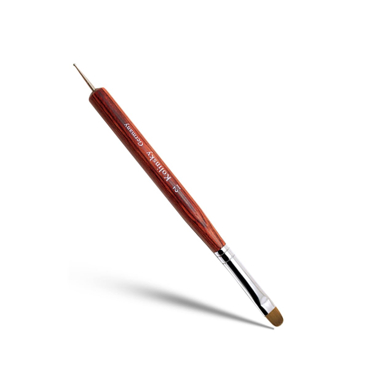 French Nail Brush - 2 Way French Gel Acrylic Nail Art Brush with Dotting Manicure Tool for Manicure Cuticle Clean Up Nail Art Design - Professional Salon Quality Brush, Dotting Pen (Red, 12#)