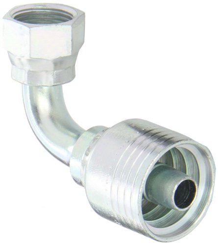 Image of Aeroquip 1BA8FRB8 Carbon Steel Global TTC12 (Thru the Cover) Crimp Hose Fitting Female ORS Swivel, 90 Degree Elbow, 1 /2 inch Hose ID, 1 /2 inch Tube Size
