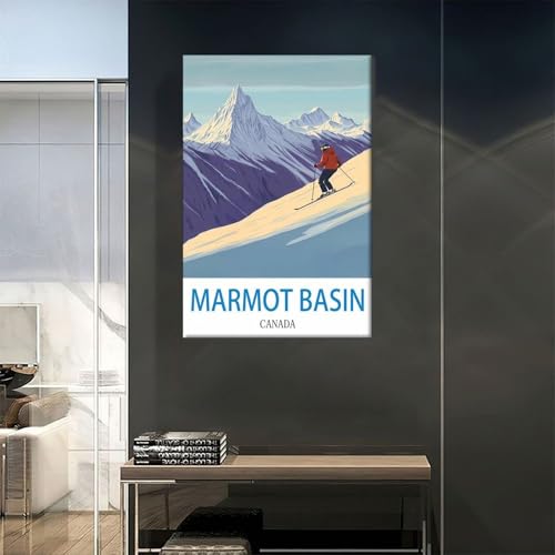 Affiche de voyage vintage Marmot Basin Canada souvenir des grands espaces - 5