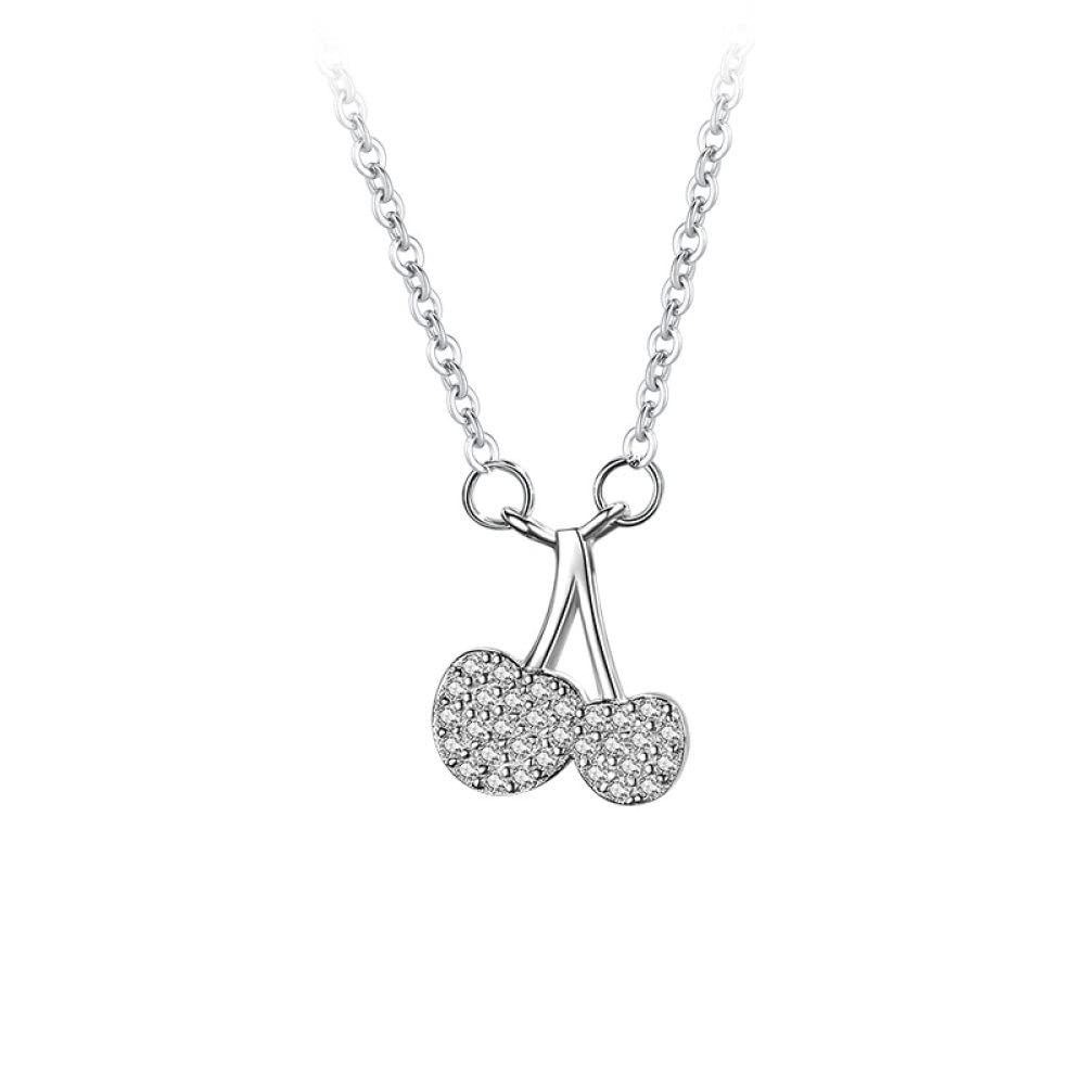 TBDdsd Necklaces, Sterling Shine Necklace For Women S925 Silver Cherry Zircon Dainty Trendy Choker Delicate Chain Gift Jewelry For Her Girls Couples