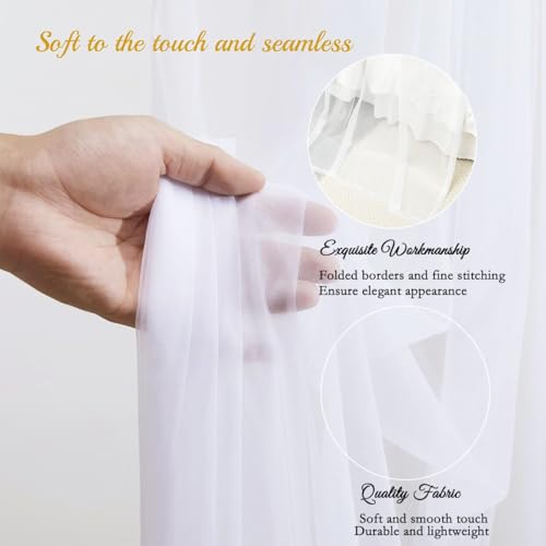 Akiky Bed Canopy Curtains for Girls Elegant Canopies Curtain Scarf with Light Great as Room Decor,Wedding decortion,Window Valance Curtain (Twin,White)