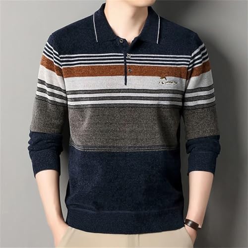 Men's Pullover Sweaters Retro Lapel Jersey Winter Thick Fleeced Sweaters Elegant Knitted Sweaters4