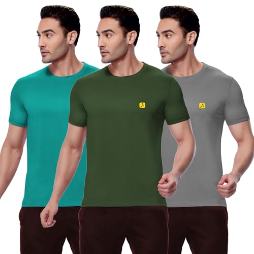 Image of AMUL COMFY Men's Cotton Plain Round Neck Half Sleeve Casual T-Shirts