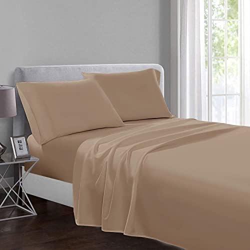 Yorkshire Bedding Flat Sheets Double 100% Egyptian Cotton 200 Thread Count Breathable and Fade Resistant Hotel Quality Grey Bed Sheets (225 cm x 275 cm)