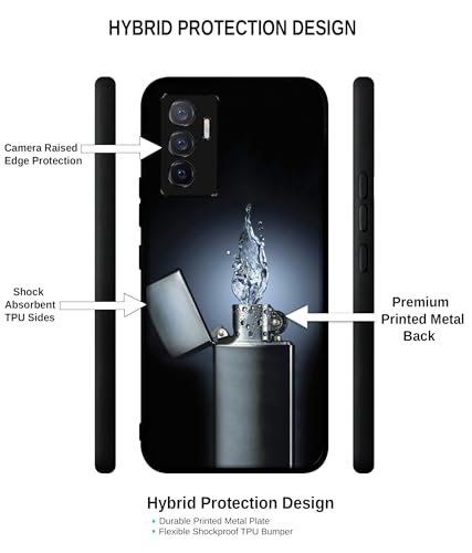 Image of Water Lighter Design Premium 2D Printed Metal Back Case Cover for Vivo V23E 5G / Y75 4G, Black