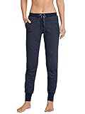 Mix and Relax Schiesser Damen Mix & Relax Jerseyhose lang Schlafanzughose, Blau (Nachtblau 804), 36