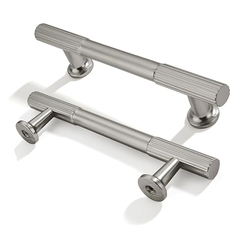 ZAUYX 2Pack 4Inch Hole Center Brushed Satin Nickel Cabinet Pulls Solid Heavy Duty Cabinet Pull is Suitable for Drawers Dressers Handles Kitchens Bathroom cabinets