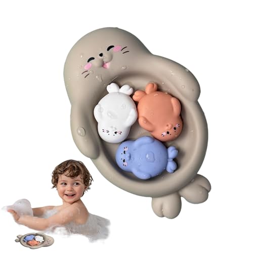 Juguete de baño flotante – Juguete flotante para bañera de bebé, 4 juguetes de goma para piscina, juego preescolar para piscina de agua, ducha de playa, actividad educativa temprana, juego de juego