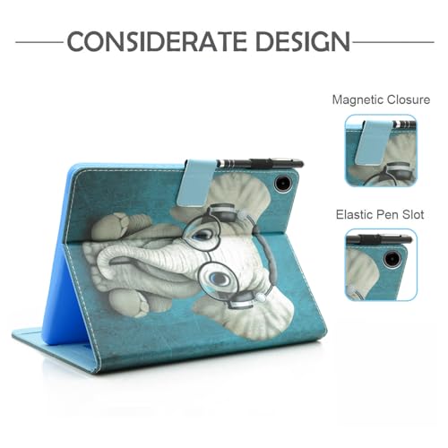 BYCeKe Case for Samsung Galaxy Tab A9 Plus 11 inch 2023 Galaxy Tab A9+ Cover (SM-X210/ X216/ X218) Slim Leather Hard Shell Flip Stand Cover for Galaxy Tab A9+ Plus Case 11”, Doctor Elephant - Image 4