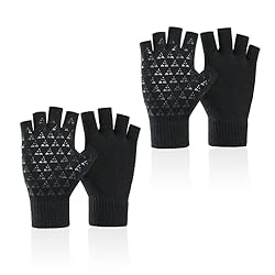 COACOM Guantes Térmicos Sin Dedos de Punto Negro -...: 1. Calidez y comodidad: los guantes de punto generalmente están hechos de materiales con buenas propiedades de aislamiento térmico. Estos materiales pueden bloquear eficazmente la entrada de aire frío desde el exterior. Mantén tus manos calientes y c...