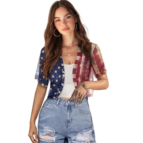 Image of Womens Short Sleeve Bolero Shrug Open Front Knit Cropped Cardigan Shoulder Cover for Dress Cute Casual Knit Cover Up