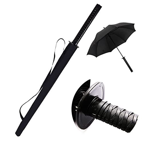 SXNYC Katana Umbrella Samurai Lang Griff Regenschirme 24 Rippen Sonne & Regen Regenschirm Windundurchlässige Wasserdicht Großer Schwarzer Cover