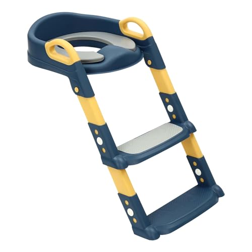 Siège de toilette pour enfant avec marche, réglable en hauteur, pliable, toilette pour enfant avec marche, pliable et confortable, siège de toilette pour...