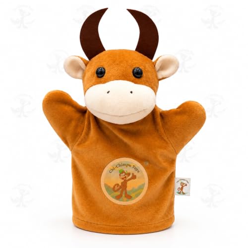 Image of Ox Hand Puppet for Kids | Soft Plush Animal Puppet | Storytelling, Role Play, Preschool Learning Toy | Interactive Educational Puppet for Boys & Girls