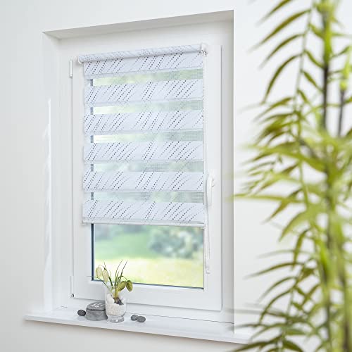 Gardinen Senay, Klemm-Fix Doppelrollo, mit verstellbaren Klemmträgern, Gemustert Karo 45cm-120cm (100x150)