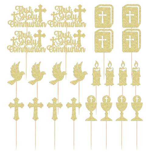 24 Pièces Inserts À Gâteaux En Croix, Décorations De Gâteaux Sur Le Thème Du Baptême, Inserts À Gâteau De Première Communion, Adaptés Aux Fêtes De Communion Et De Baptême