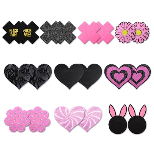 Image of Glitters Pasties Rave Pack Nipple Covers Stickers Disposable Sticky Breast Petals Bra for Women Rave Outfit Party