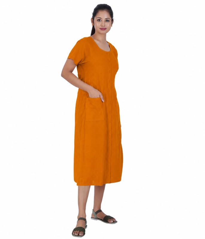 Image of MENMAII Women's [L-4XL] Full Open /Front Buttoned [a Kind of Adaptive Clothing] Multipurpose Nighty for Maternity /Pregnancy /Elderly /Patient /Feeding /Hospital Purpose Nighty Calf Length
