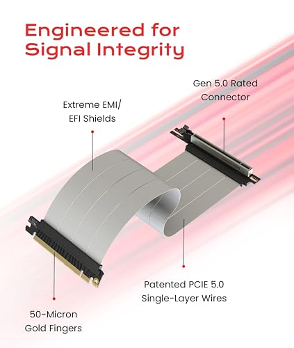 Image of LINKUP PCIE 5.0 Riser Cable | for Vertical GPU Mount | Right Angle | Graphics Card GPU Ready | Usable with PCIe 4.0 & RX9070 / RTX5090 | 30cm (Total Length: 34cm)