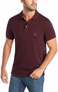 Nautica Men's Slim Fit Short Sleeve Solid Soft Cotton Polo Shirt, Shipwreck Burgundy