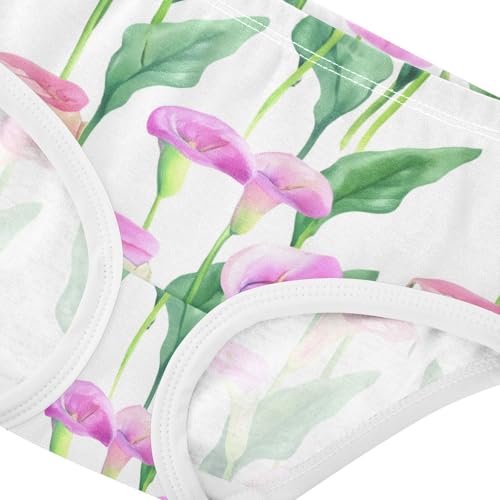 Girls Underwear Toddler 2t Cotton Cute Panties Girl Florals Briefs Kids Undies Pink Calla Lilies Green Leaves White4