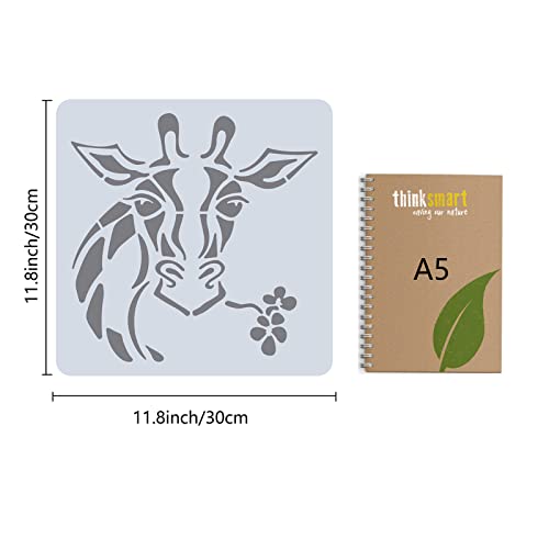 GORGECRAFT Large Giraffe Stencils 12x12 Inch Reusable Animals Stencil Giraffe Portrait Template Signs Decoration for Painting on Wood Wall Scrapbook Card Floor Canvas and Tile Drawing - Image 2