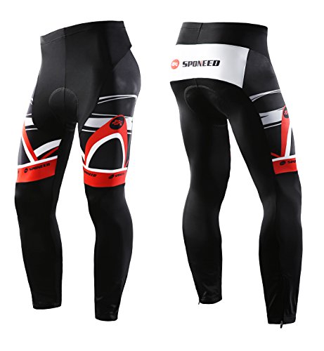 Sponeed Men's Bicycle Jersey Polyester Bike Pants Cycle Jacket Suit Long Sleeve Tights Cycling Wear Us L White Red #TOP5