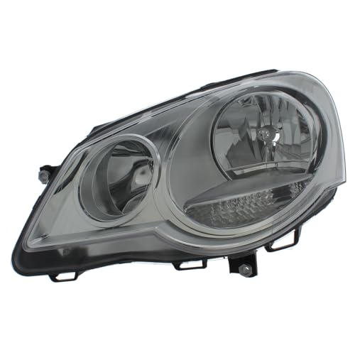 XYZ Parts Replacement Headlight Assembly Electric Adjustment Chrome Inner Halogen Compatible With Volkswagen Polo Mk4 9N3 Hatchback 2005-2010 For UK Passengers Side Left Hand