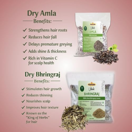 Image of Khadi Utkrisht Dried Amla, Bhringraj & Shikakai Combo for Hair Care | Traditional Ayurvedic Herbs for Hair Wash & - Pack of 3