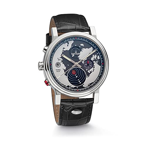 Chronographe solaire Kronsegler Terra montre noire ecologique sans pile