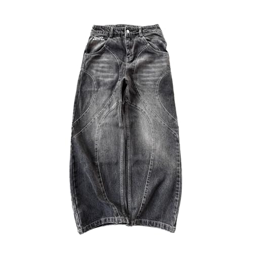 Barrel Jeans Men Supper Baggy Patchwork Wide Leg Skater Denim Pants Streetwear High Waist Barrel Leg Bottoms Relaxed Fit4
