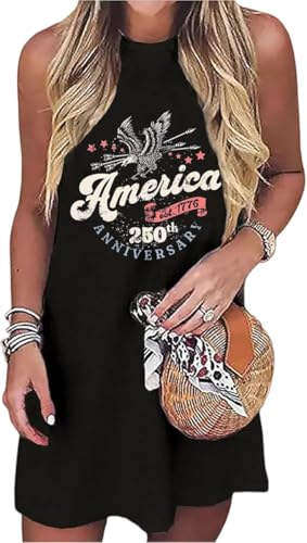 Image of Sun Salt Sand Coconut Tree Tank Mini Dress for Women Casual Loose Sleeveless Beach Praty Shirts Summer Vacation Short Dress