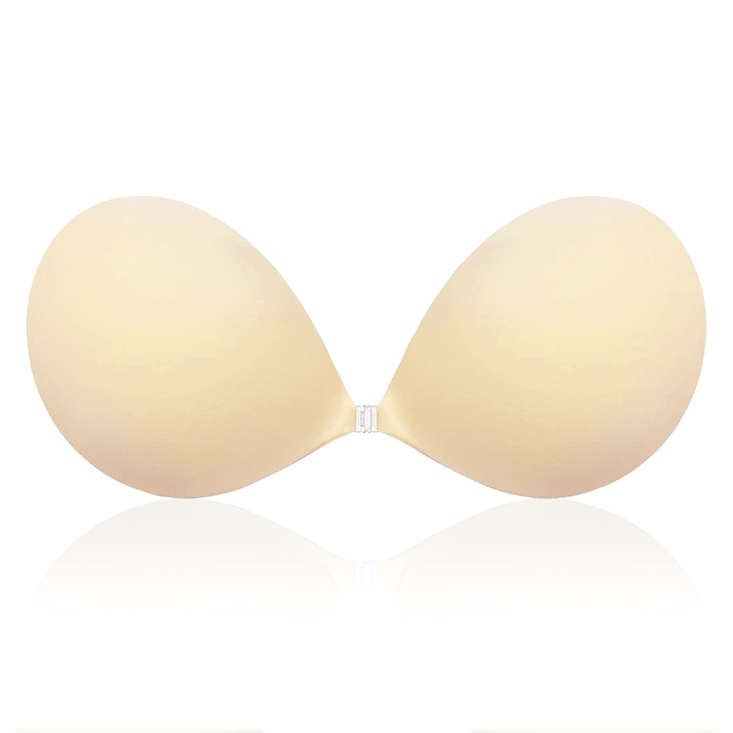 MITALOO Push up Strapless Self Adhesive Plunge Bra Invisible Backless Sticky Bras Beige