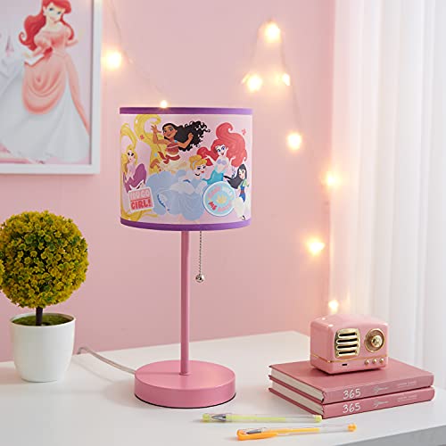 Image of Idea Nuova - Table Lamp with Printed Lampshade, Princess Design, 15.5 inch H x 7.5 inch W, Metal