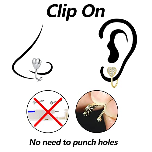 Jdxn 24 Pcs Fake Nose Rings Set Stainless Steel Inlaid Cz Faux Piercing Jewelry Fake Nose Ring Spring Clip On Circle Hoop No Pierced Body Jewelry Set For Women Men (24 Pcs Degree Silver+Gold-Plated) #TOP2