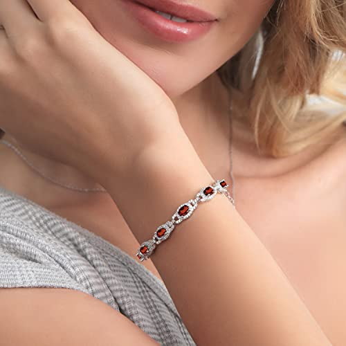Gem Stone King 7-14 Cttw Oval Gemstone Birthstone Tennis Bracelet For Women | 925 Sterling Silver | Oval 6X4MM | 7 Inch With 1 Inch Extender | Fine Jewelry Gifts for Her Mom Women Wife3