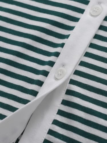 Image of Latuza Women's Petite Cotton Pajama Set Striped Button Down Pjs