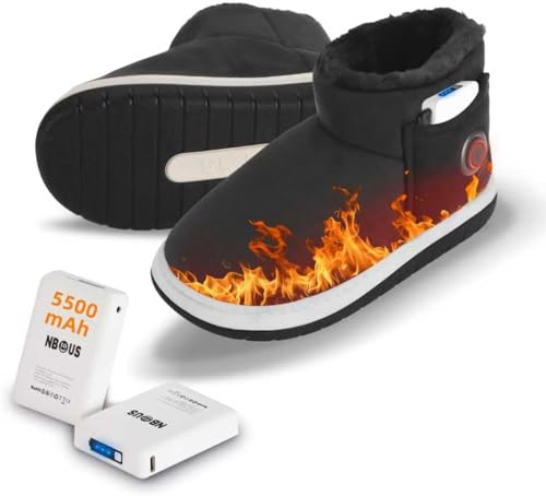 NBtoUS Women Heated Shoes with 2 Pack 5500mAh Battery,3 Heating Level(Black, L)